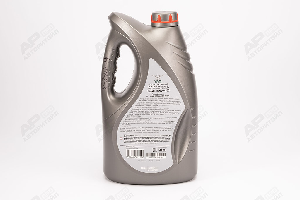 Масло моторное UAZ MOTOR OIL PREMIUM 5W-40; 4 лит. SN/CF УАЗ Оригинал